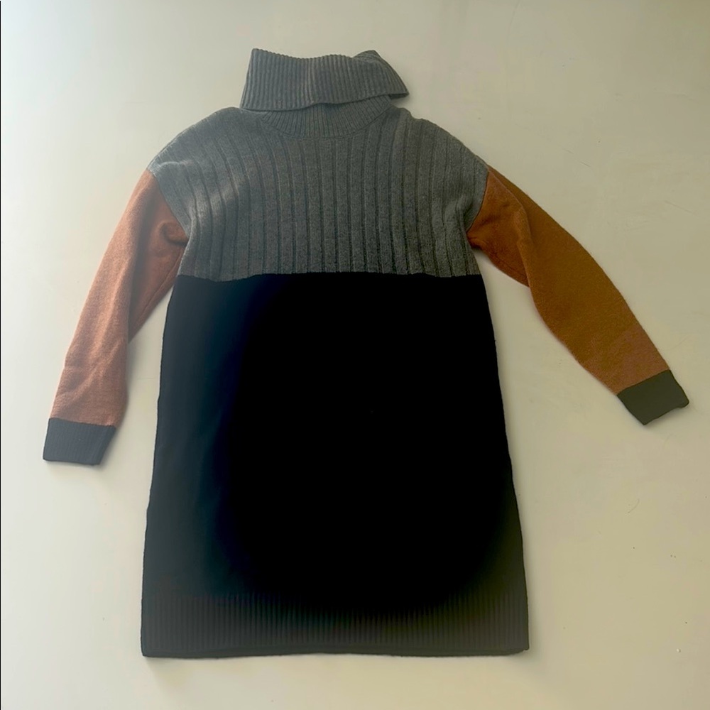 Madewell Gray/tan/navy knit sweater dress sz S